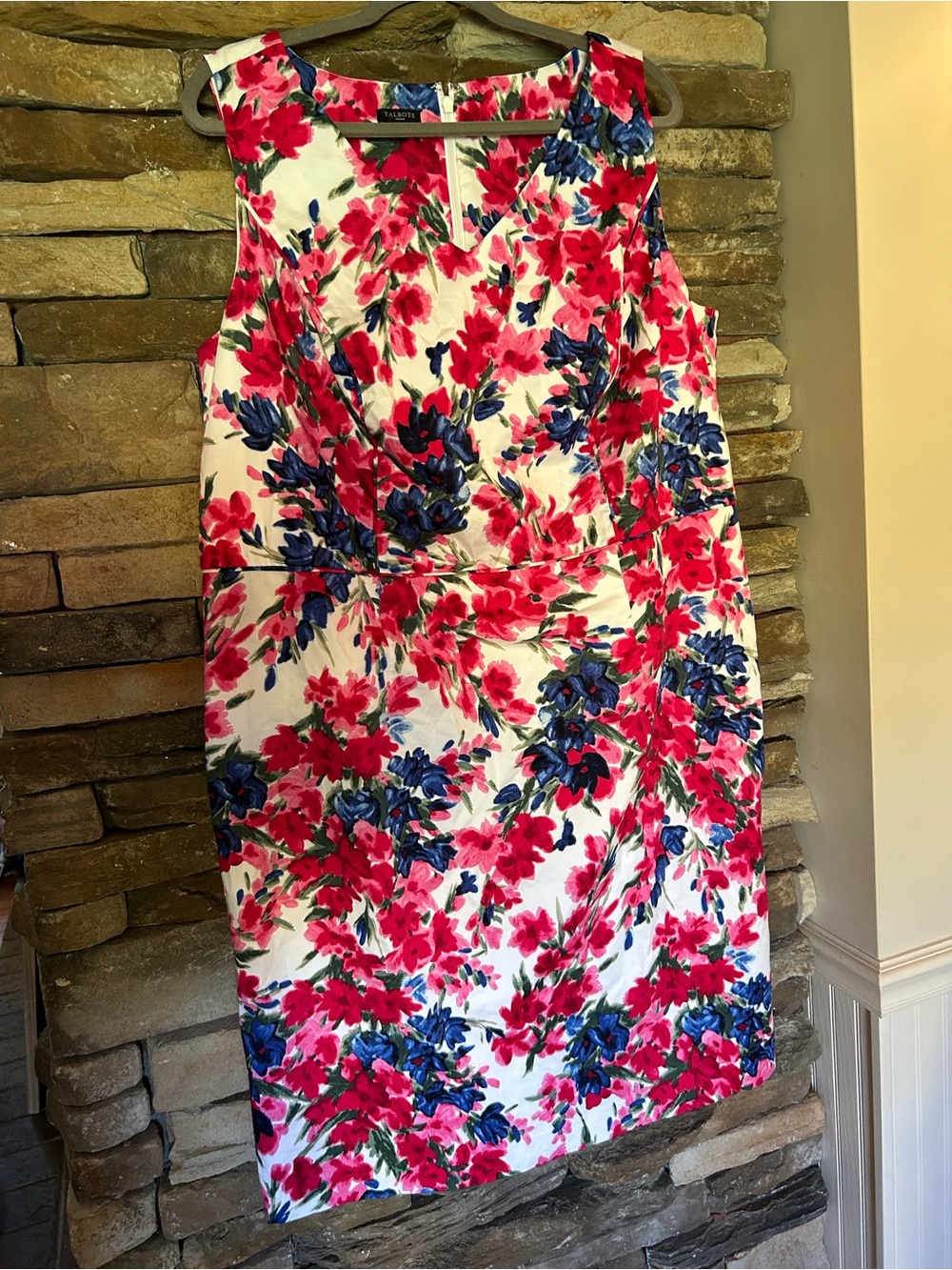 Talbots Woman Floral Sheath Dress - Pink & Blue Floral